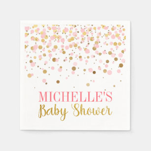 Elegant Modern Roze Goud Confetti Meisje Baby show Servet