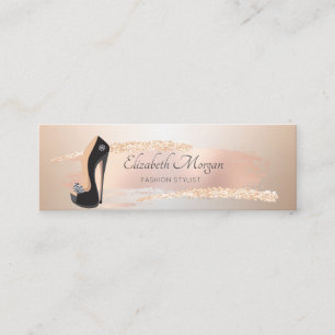 Elegant modern, roze gouden kwaststreek, hoge hak  mini visitekaartje