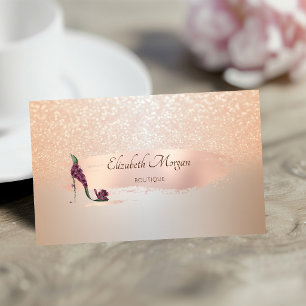 Elegant Modern, Roze Gouden Kwaststreek, Hoge Hakk Visitekaartje