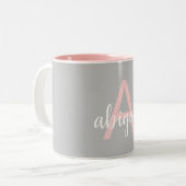 Elegant Modern Roze Gray Monogram Naam Tweekleurige Koffiemok (Voorkant links)