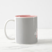 Elegant Modern Roze Gray Monogram Naam Tweekleurige Koffiemok (Links)