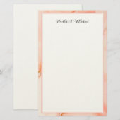 Elegant Modern Roze Marmer Script Briefpapier (Voorkant / Achterkant)