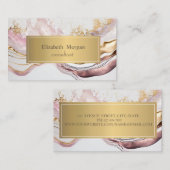 Elegant Modern Roze Marmeren Goud Visitekaartje (Voorkant / Achterkant)