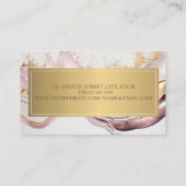Elegant Modern Roze Marmeren Goud Visitekaartje (Achterkant)