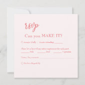 Elegant Modern Roze Monogram Crest Bruiloft RSVP (Achterkant)