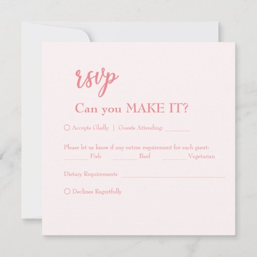 Elegant Modern Roze Monogram Crest Bruiloft RSVP (Achterkant)