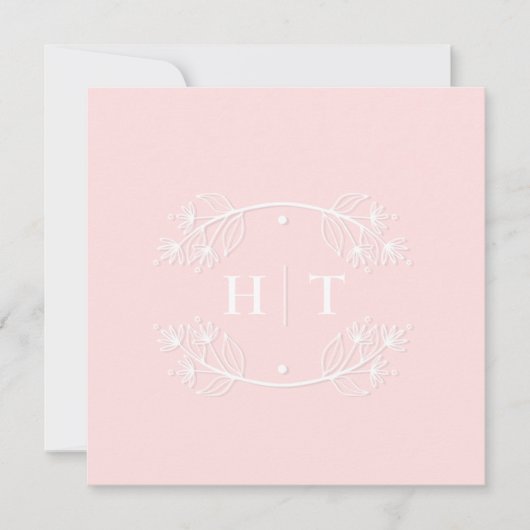Elegant Modern Roze Monogram Crest Bruiloft RSVP (Voorkant)