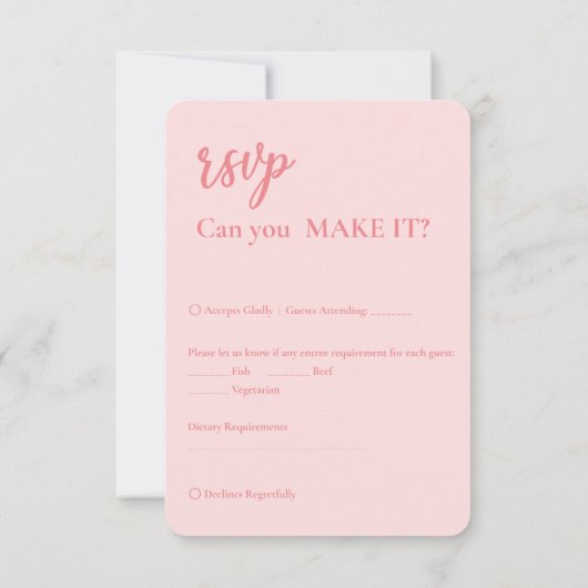 Elegant Modern Roze Monogram Crest Bruiloft RSVP (Achterkant)