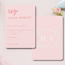 Elegant Modern Roze Monogram Crest Bruiloft RSVP Kaartje