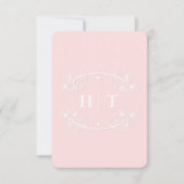Elegant Modern Roze Monogram Crest Bruiloft RSVP Kaartje (Voorkant)