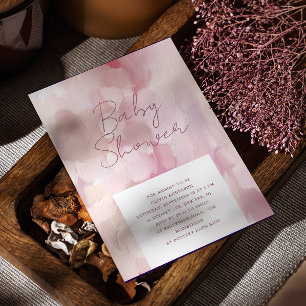 Elegant modern roze olie geschilderd baby shower kaart