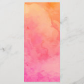 Elegant Modern Roze Oranje Aquarel Bruiloft Menu (Achterkant)