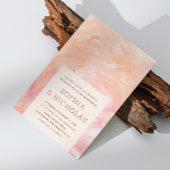 Elegant modern roze penseelstreken bruiloft kaart