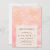 Elegant modern roze penseelstreken bruiloft kaart (Voorkant)