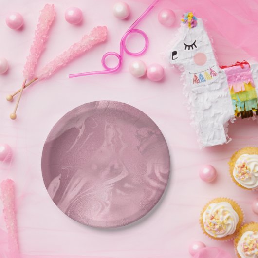 Elegant modern roze roze goudmarmer papieren bordje (Feest)