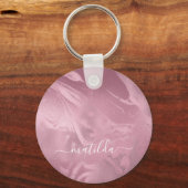 Elegant modern roze roze goudmarmer sleutelhanger (Voorkant)