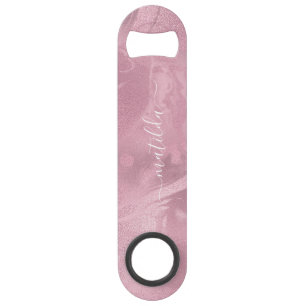 Elegant modern roze roze goudmarmer speed flessenopener