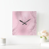 Elegant modern roze roze goudmarmer vierkante klok (Huis)