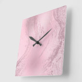 Elegant modern roze roze goudmarmer vierkante klok (Hoek)