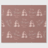 Elegant Modern Roze Roze Kerstboom Cadeaupapier (Vlak)
