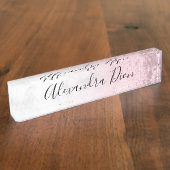 Elegant modern roze roze roze goud glitter marmer naambordje (Zijkant)