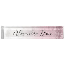 Elegant modern roze roze roze goud glitter marmer naambordje