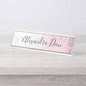 Elegant modern roze roze roze goudglitter marmer bureau naambordje (Voorkant)