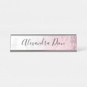 Elegant modern roze roze roze goudglitter marmer bureau naambordje (Voorkant)