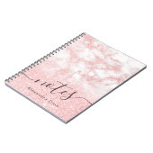 Elegant modern roze roze roze goudglitter marmer notitieboek (Linkerzijde)
