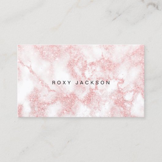 Elegant modern roze roze roze goudglitter marmer visitekaartje (Voorkant)