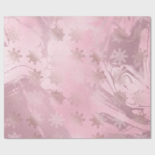Elegant modern roze roze roze goudmarmer-sneeuwvlo cadeaupapier (Vlak)