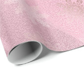 Elegant modern roze roze roze goudmarmer-sneeuwvlo cadeaupapier (Rol Hoek)
