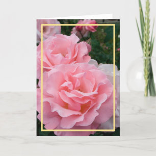 Elegant modern roze rozen bloemen Foto Gold Lijst Kaart
