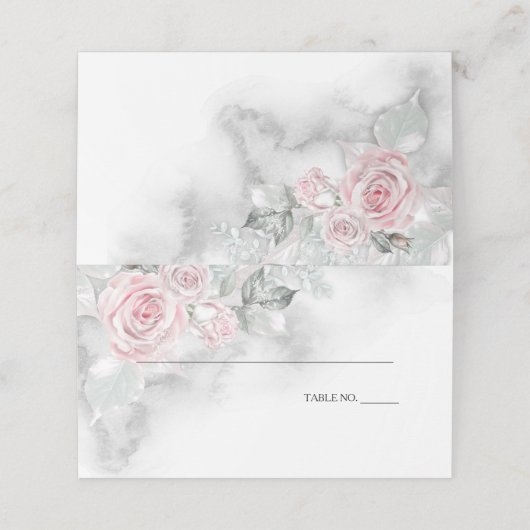 Elegant modern roze rozen door BarefootBride™ Plaatskaartje (Buitenkant ongevouwen)