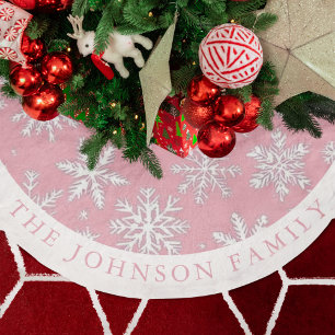 Elegant Modern Roze Sneeuwvlokken patroon Kerstboom Rok
