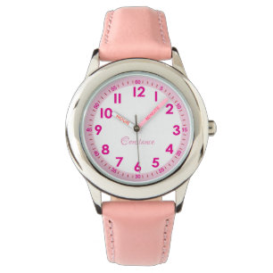 Elegant modern Roze Stijlvolle Aangepaste Naam Kin Horloge