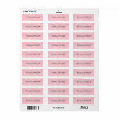 Elegant modern roze vrouwelijk minimalistisch pers etiket (Full Sheet)