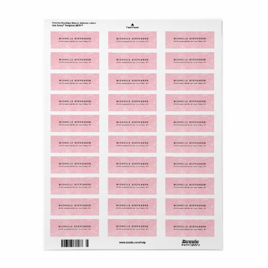 Elegant modern roze vrouwelijk minimalistisch pers etiket (Full Sheet)