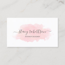 Elegant modern roze waterverf interieurontwerper visitekaartje