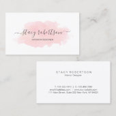 Elegant modern roze waterverf interieurontwerper visitekaartje (Voorkant / Achterkant)