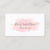 Elegant modern roze waterverf interieurontwerper visitekaartje (Voorkant)