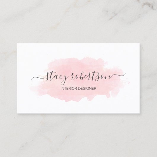 Elegant modern roze waterverf interieurontwerper visitekaartje (Voorkant)