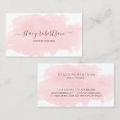 Elegant modern roze waterverf interieurontwerper visitekaartje (Voorkant / Achterkant)
