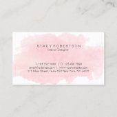 Elegant modern roze waterverf interieurontwerper visitekaartje (Achterkant)