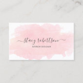 Elegant modern roze waterverf interieurontwerper visitekaartje (Voorkant)