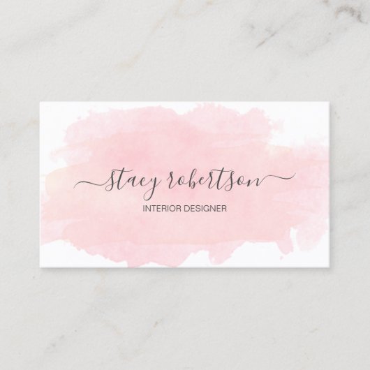 Elegant modern roze waterverf interieurontwerper visitekaartje (Voorkant)
