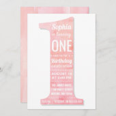 Elegant modern roze Waterverf meisje eerste verjaa Kaart (Voorkant / Achterkant)