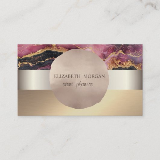 Elegant modern, Rozen gouden cirkel Bourgondië Mar Visitekaartje (Voorkant)