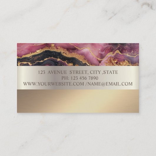 Elegant modern, Rozen gouden cirkel Bourgondië Mar Visitekaartje (Achterkant)