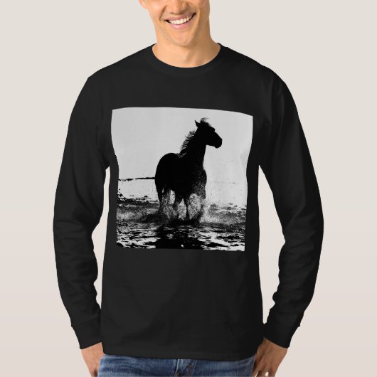 Elegant Modern Running Horse Pop Art Sjabloon T-shirt (Voorkant)